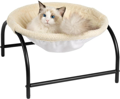 Pet hammock bed for cats and small dogs with breathable detachable cover in beige or gray