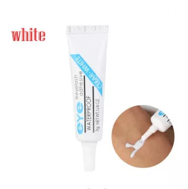 Professional false eyelash glue in black and white for natural, lasting eye makeup