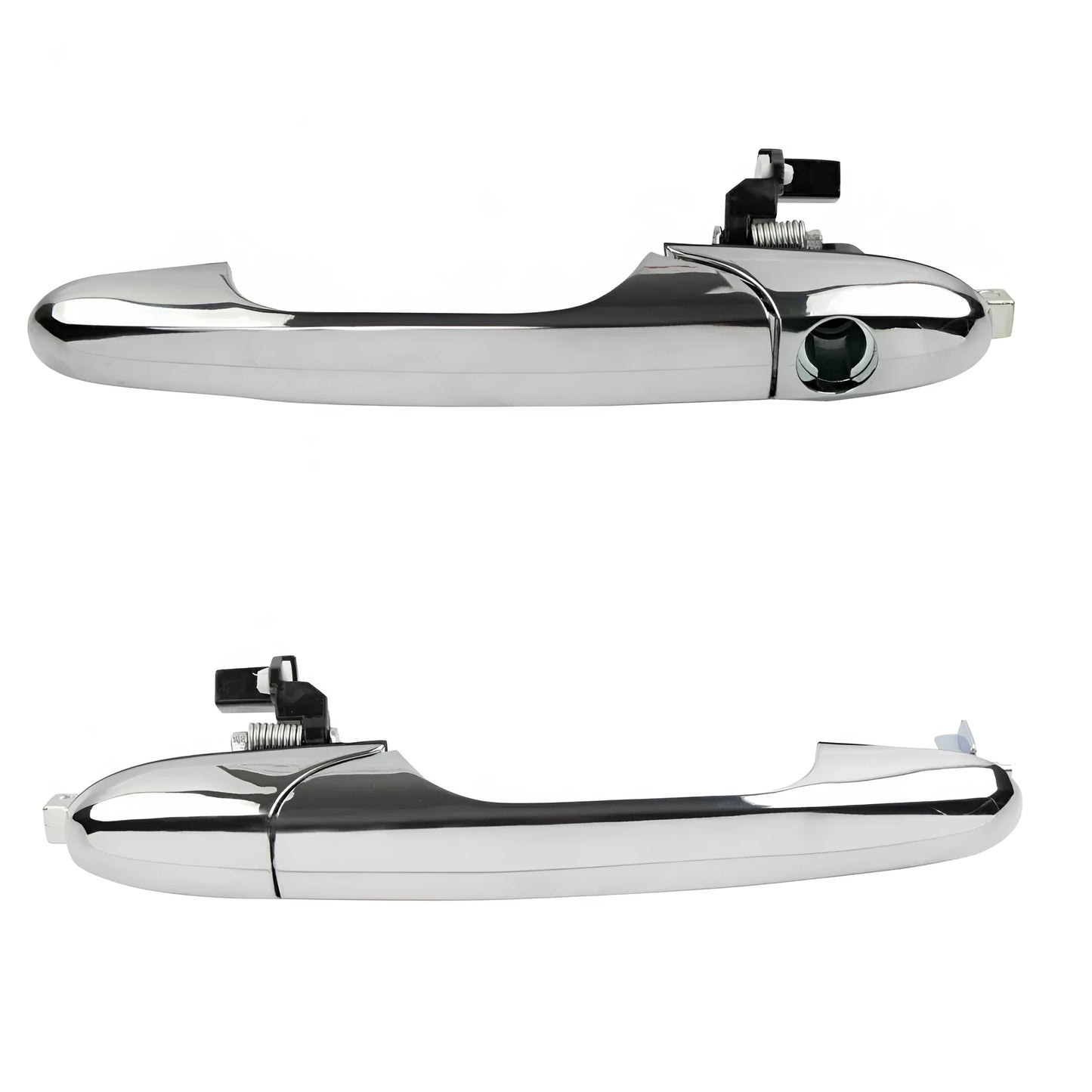 Black car door handle replacement part for a Fiat 500 vehicle.