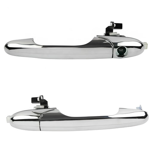 Black car door handle replacement part for a Fiat 500 vehicle.