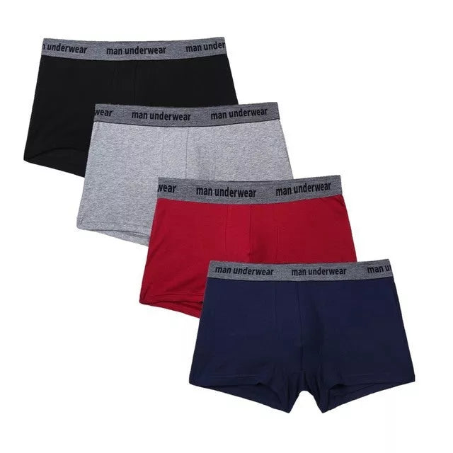 Men's cotton boxer underpants with antibacterial feature in solid colors