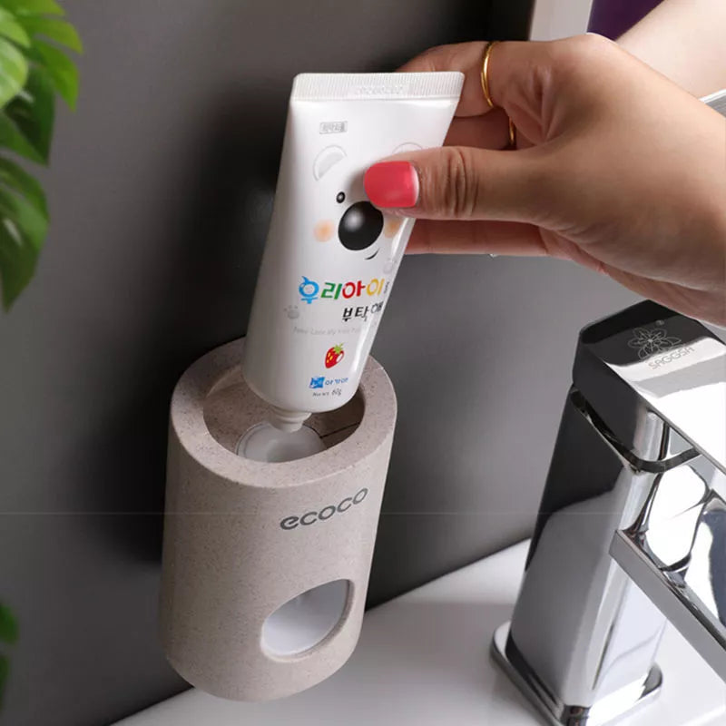 EcoCo Single Toothpaste Dispenser 2-Pack in modern design, compact size 15-18cm