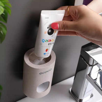 EcoCo Single Toothpaste Dispenser 2-Pack in modern design, compact size 15-18cm