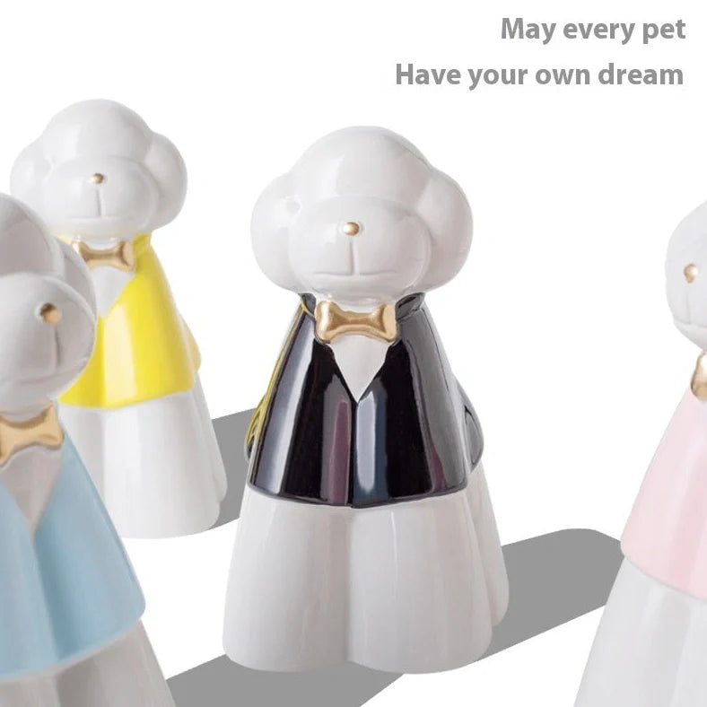 Handmade ceramic pet urn in choice of four colours, measuring 15cm tall with 10cm diameter