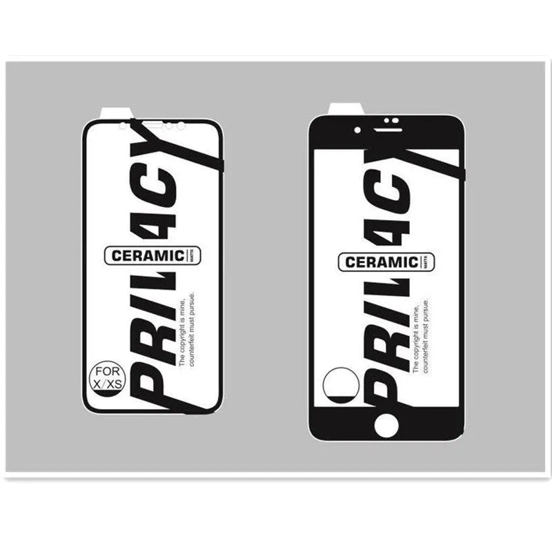 Black ceramic matte anti-peep screen protector film for iPhone with 30 degree privacy protection