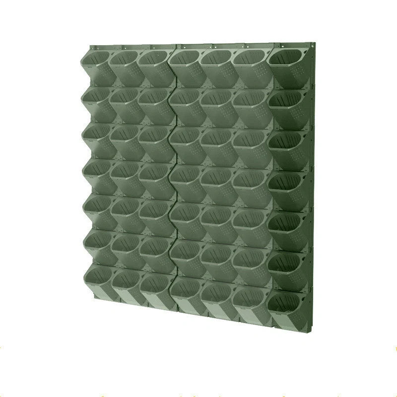 Stackable vertical planter in army green for succulents and bonsai with removable pots