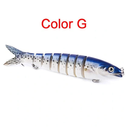 Premium multi-jointed pike fishing lures designed for enhanced trolling and casting, available in 12 vibrant colors.
