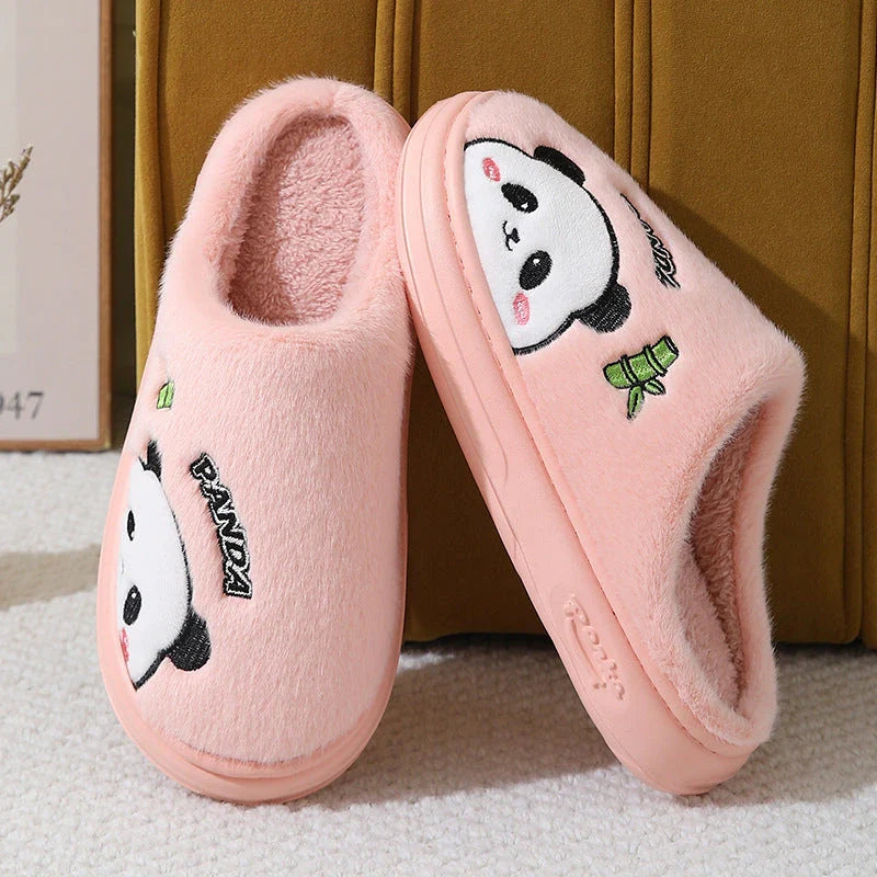 Cozy Panda Slippers with thick, slip-resistant sole and plush interior for winter comfort and style