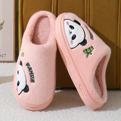 Cozy Panda Slippers with thick, slip-resistant sole and plush interior for winter comfort and style