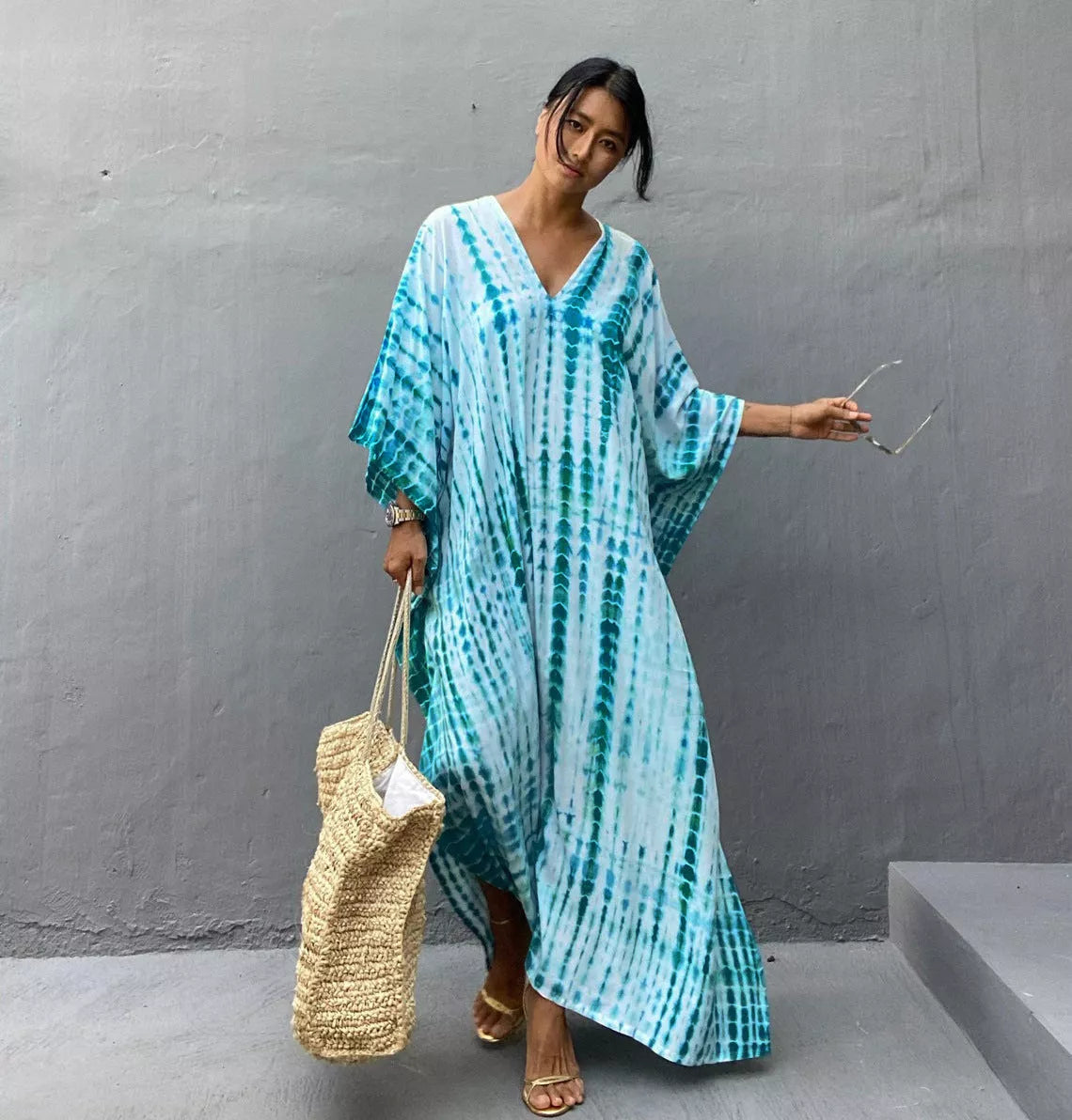 Cotton Beach Cover-up Robe Dress in various colors, perfect for beach or poolside lounging.