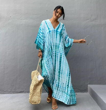 Cotton Beach Cover-up Robe Dress in various colors, perfect for beach or poolside lounging.