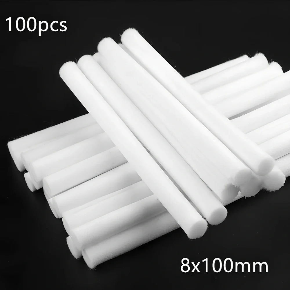 Pack of 7.5x125mm acetate fibre cotton swabs for humidifier wicks, trimmable length for stable fog output