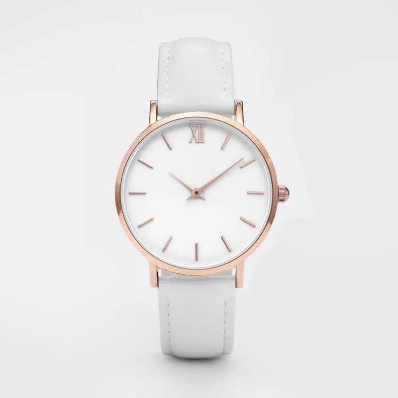Women's square quartz watch with alloy case and PU leather strap in multiple colour options