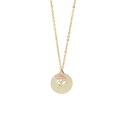 Sterling silver necklace with orchid pendant and safety buckle closure