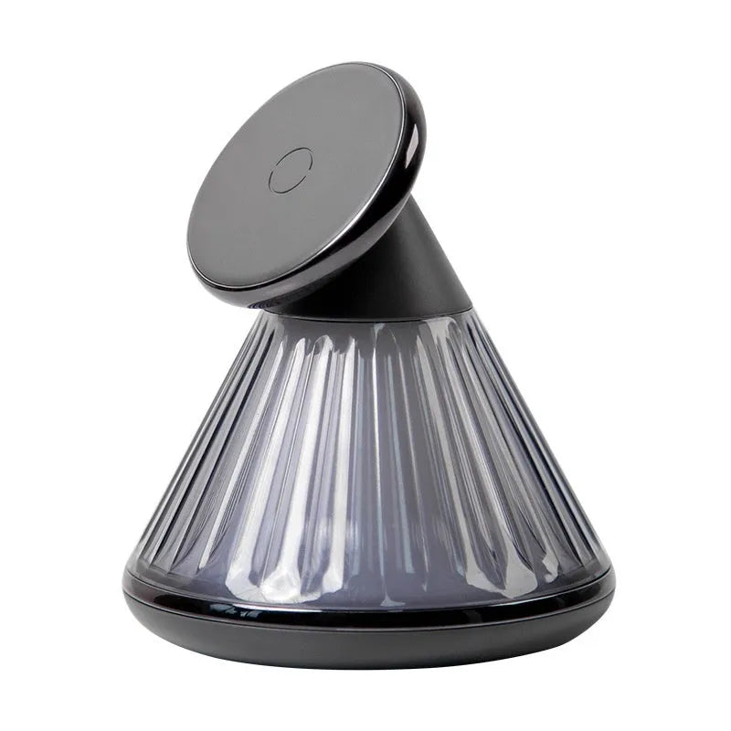 Night table lamp with integrated wireless charging seat in champagne gold or metallic gun colour finish