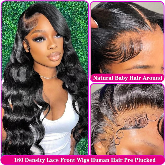 Black medium-long curly synthetic wig with 22-inch length and natural wave pattern on display stand