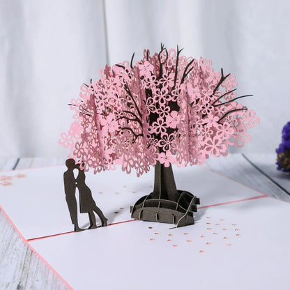 Enchanting 3D pop-up wedding invitation cards with laser-cut designs and floral motifs