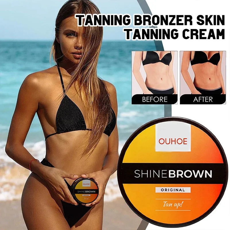 Tanning cream and aloe vera gel set for natural bronzing with after sun repair