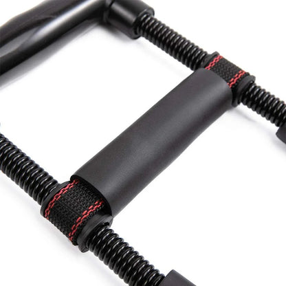 Adjustable hand grip strengthener with foam handle and spring steel components for wrist, forearm, and arm workout