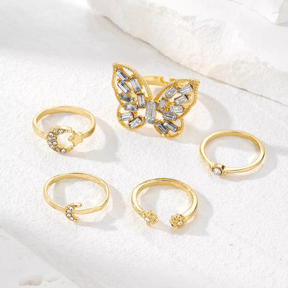 Silver color butterfly rings set with vintage design for women and men