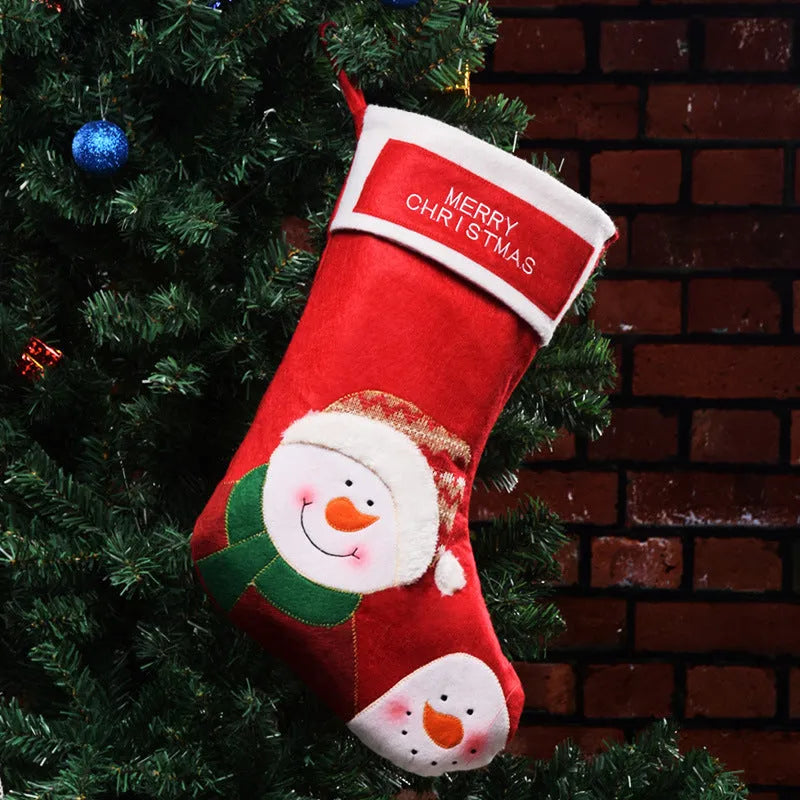Christmas stockings in Elk, Old Man, and Snowman designs made from non-woven fabric, 30cm long