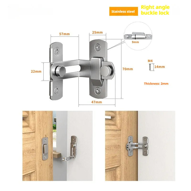 90-degree carbon steel sliding door lock with stainless steel shackle for warehouse security