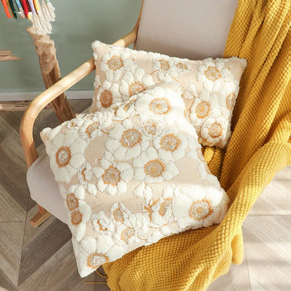 Charming sunflower-patterned pillow cover in square and rectangular shapes, made of premium cotton fabric