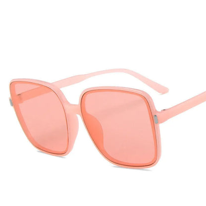 Big square rice nail sunglasses with PC frame and AC lenses, shown in multiple colour options including leopard print and blue.
