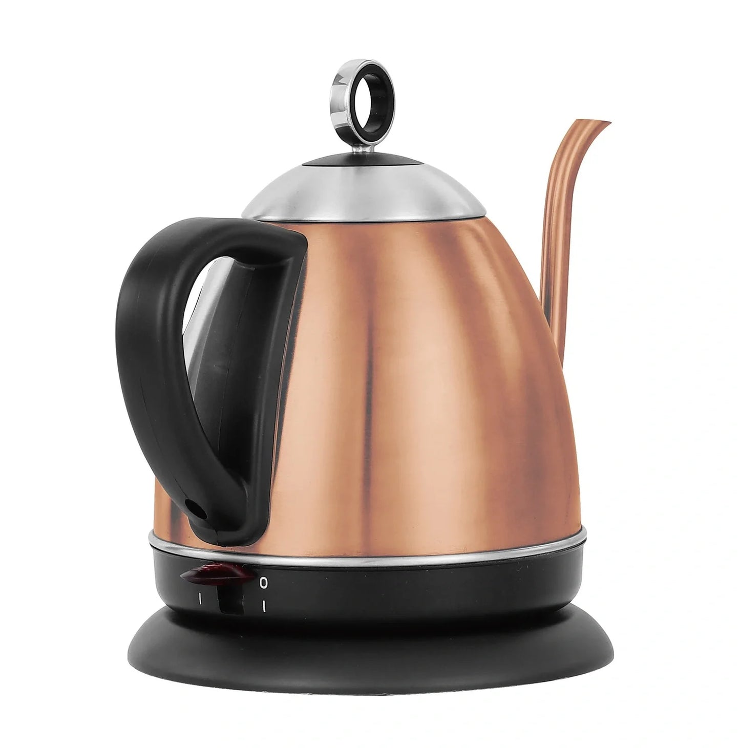 Full-automatic stainless steel kettle with touch control in gold colour showing 1L capacity markings