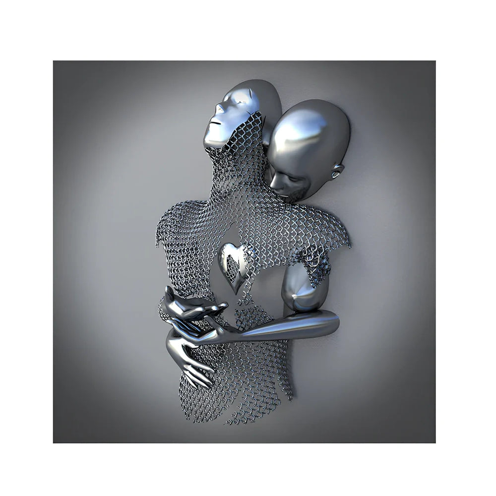 Square frameless canvas painting with geometric abstraction pattern in modern interior setting