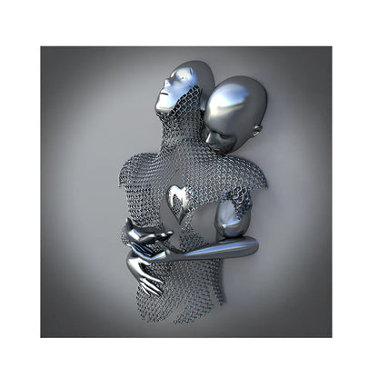 Square frameless canvas painting with geometric abstraction pattern in modern interior setting