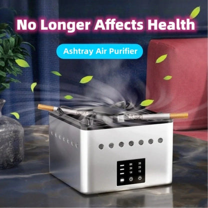 Mini Ashtray Air Purifier in ceramic white, black, and blue print options