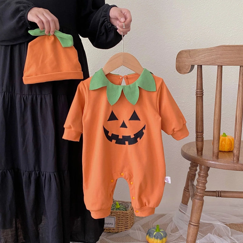 Cotton corduroy baby jumpsuit with four specific height sizes (66cm, 73cm, 80cm, 90cm) for winter, spring, and autumn wear, featuring long sleeves and pullover closure in European-American style