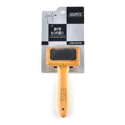 Bamboo air cushion pet comb with steel pins, Mengzong bamboo handle, sizes S M L