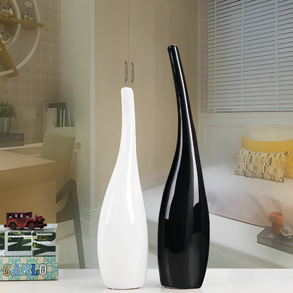 Nordic ceramic vase with inlay surface and gold plating in curved bottle shape measuring 25-35cm tall