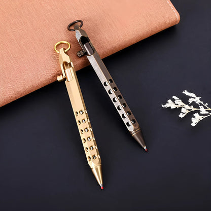 Brass hexagonal bolt action roller pen with 0.5mm tip in natural or black finish
