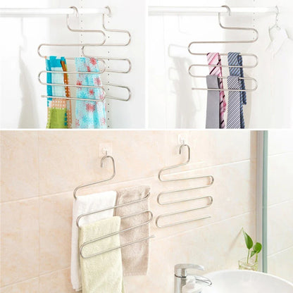 Sturdy 5-Tier Pants Rack in Stainless Steel for Closet Organization and Space-Saving Storage