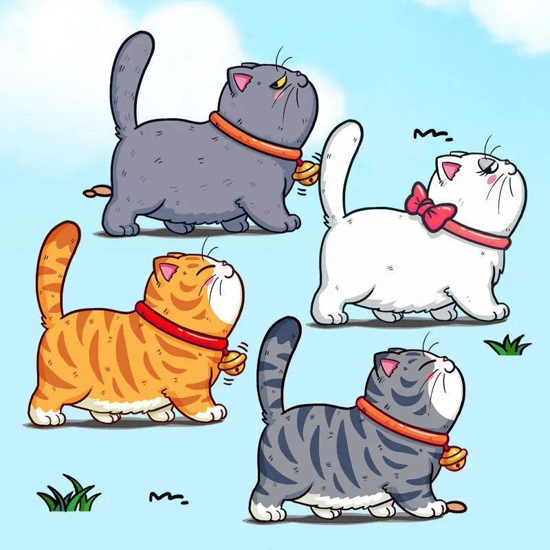 Climbing cats car sticker showing five cats walking design on vehicle surface