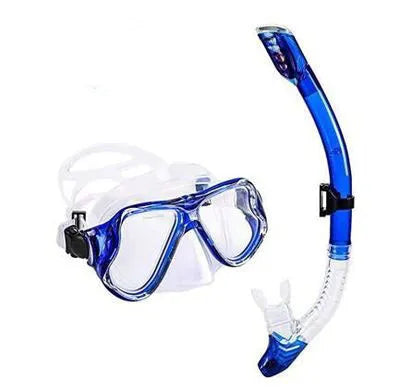 Diving goggles with anti-fog lens and PC frame: features a transparent glass lens for high-definition vision, adjustable silicone strap for custom fit, and replaceable lens for myopia correction up to -8.0 dioptres.