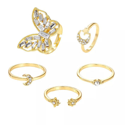 Silver color butterfly rings set with vintage design for women and men