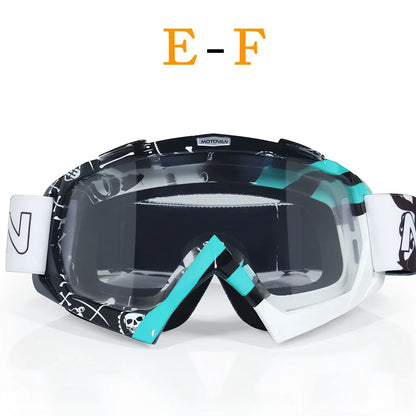 Interchangeable lens riding goggles with ABS frame and multiple colour options for off-road cycling