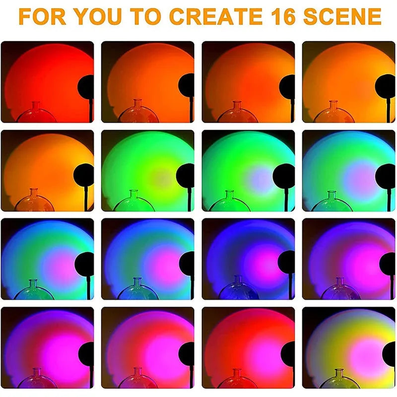 USB desk lamp rainbow projection lamp with RGB soft stick, metal holder, 16 colours and remote control