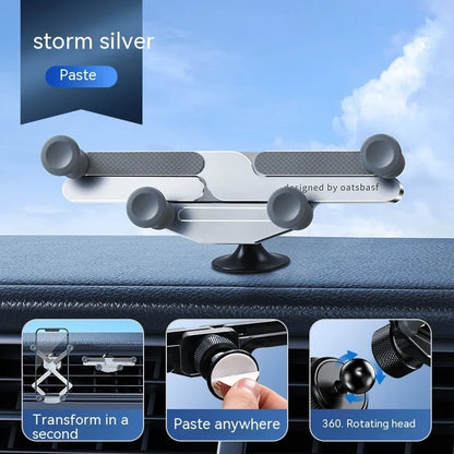 Aluminium alloy car phone mounting bracket showing snap-on design with silver finish