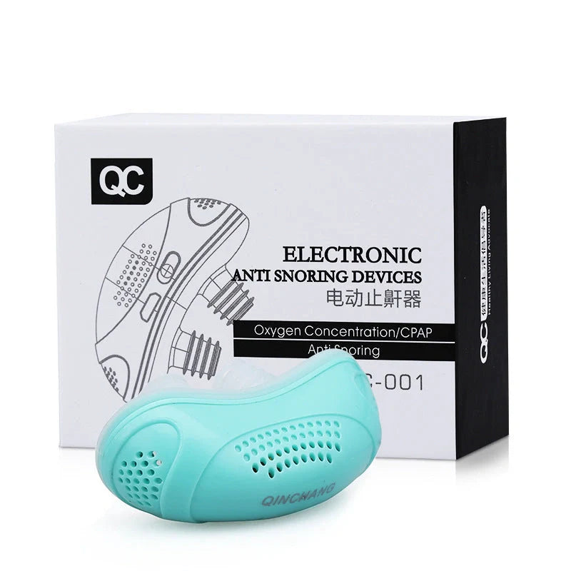 Electric Anti-snoring Respirator in coral blue, mint green, and ivory white