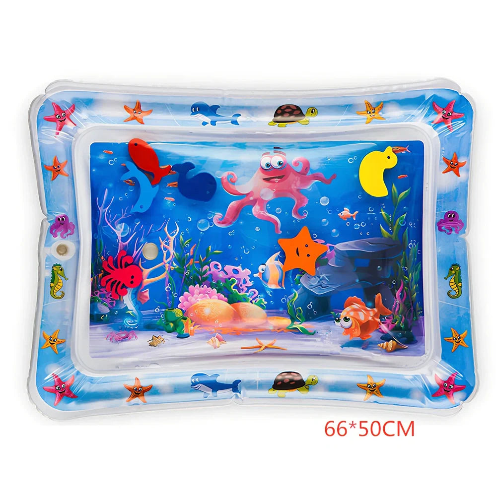 Children's 66x50cm inflatable PVC water cushion with cartoon patterns, deflated for portability, safe for outdoor cooling play
