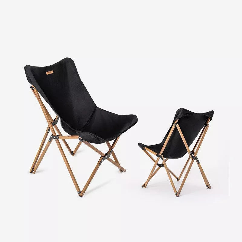 Folding Wooden Grain Aluminum Pipe Camping Chair in wood grain black and khaki