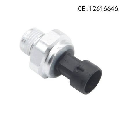 Silver-coloured automotive fuel pressure sensor with metal construction and standard measurement range