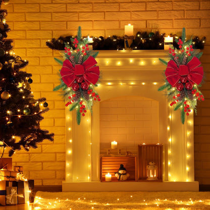 Red non-shine flocking garland in 45cm and 60cm lengths for stair and floor decoration