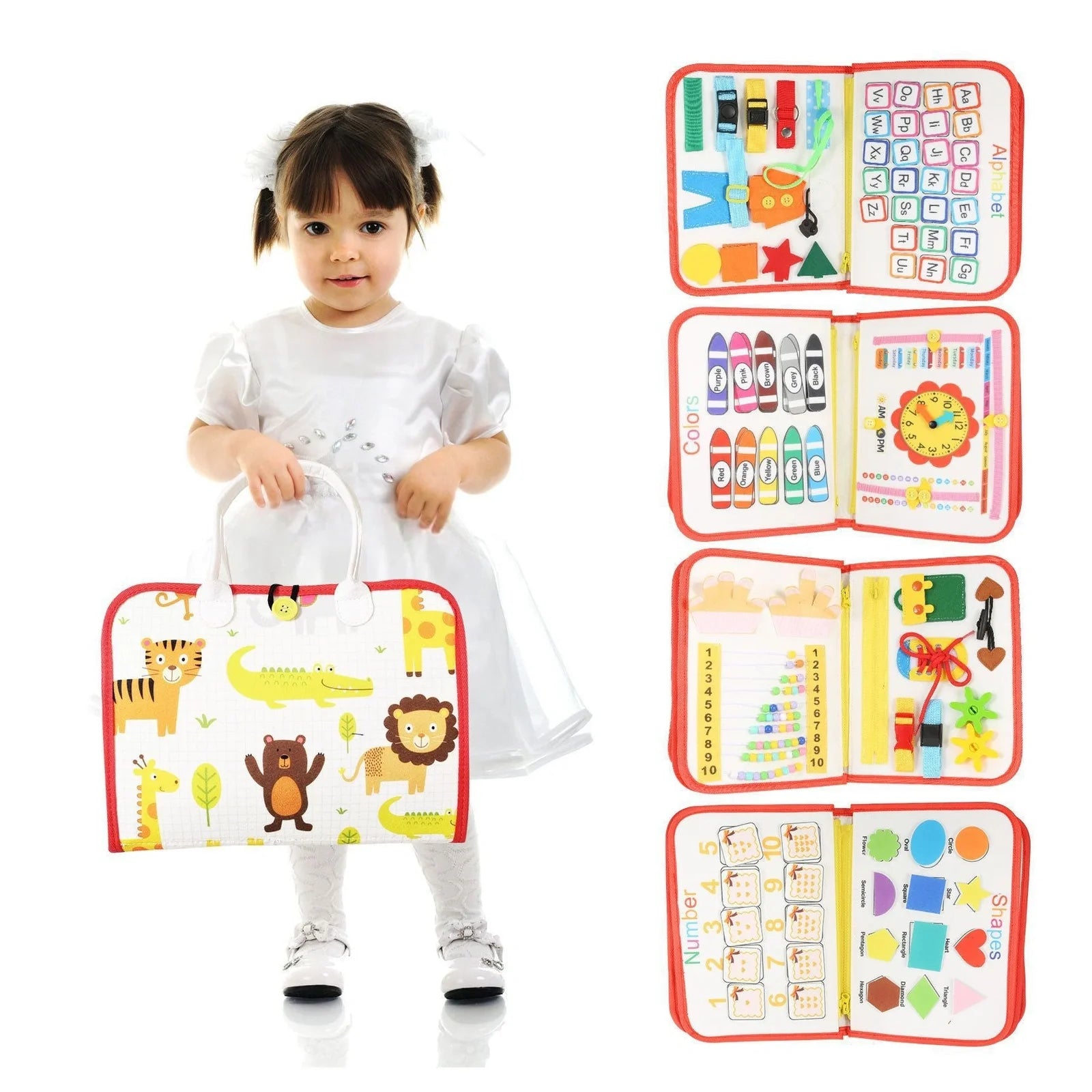 28x44cm felt learning board with puzzle elements for early education