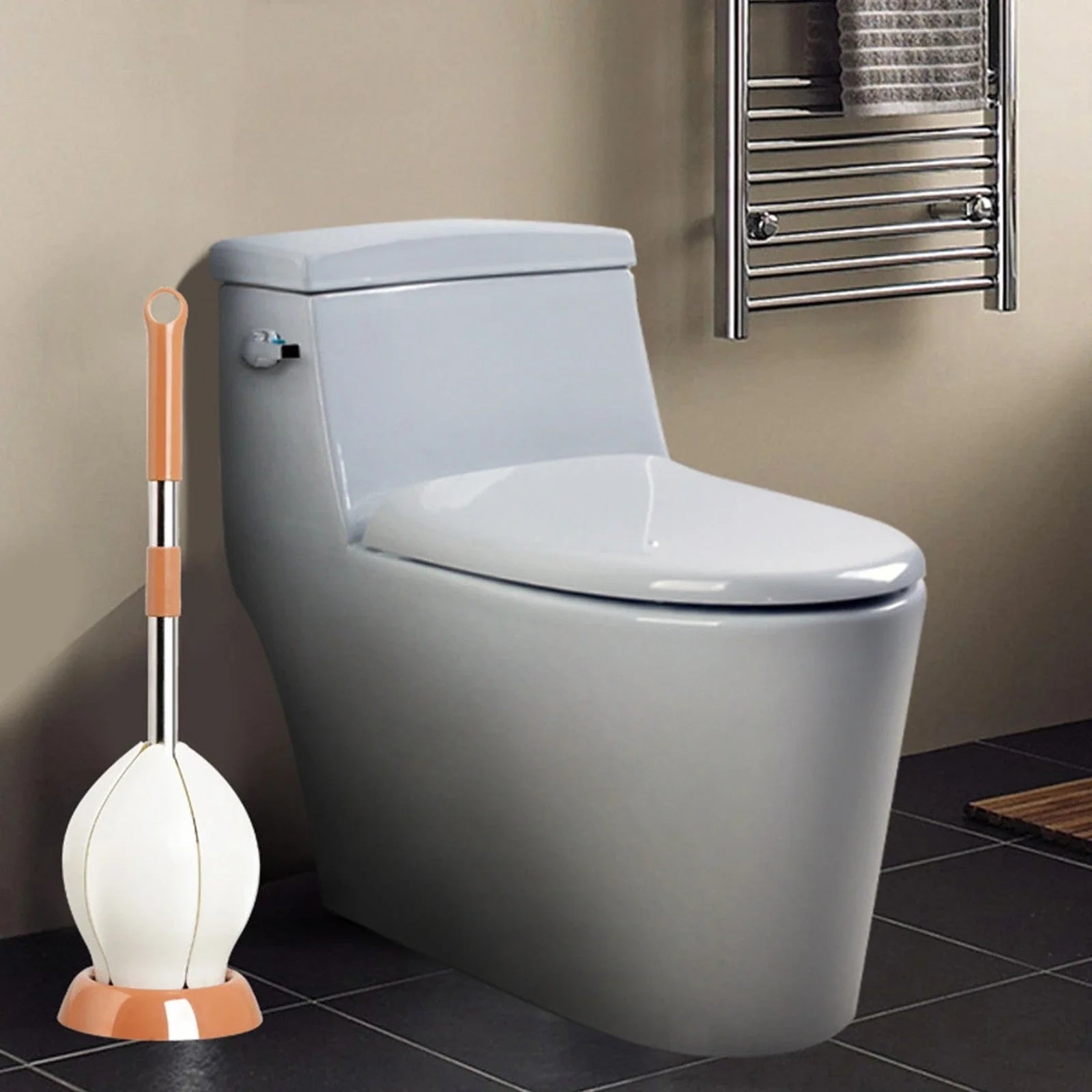 Premium silicone toilet brush with sturdy holder for easy, effective bathroom cleaning
